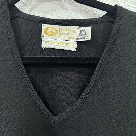 Pebble beach‎ 100% pure wool  black blouse size medium - Picture 2 of 5